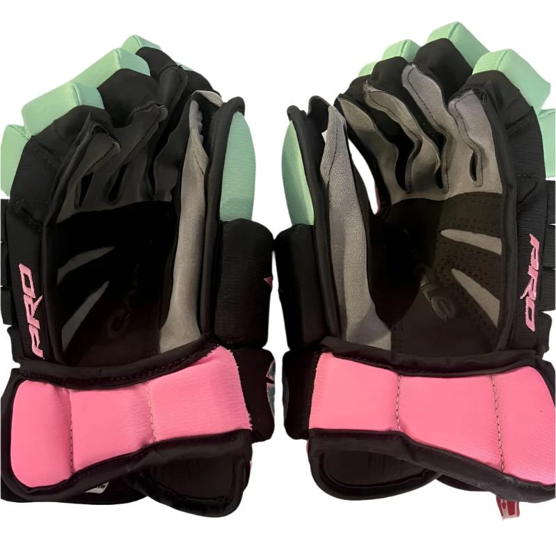 Eagle Aero Black/Pink/Mint "Miami Vice" Custom Gloves - Senior 5 Eagle Aero Black/Pink/Mint "Miami Vice" Custom Gloves - Senior - Image 3